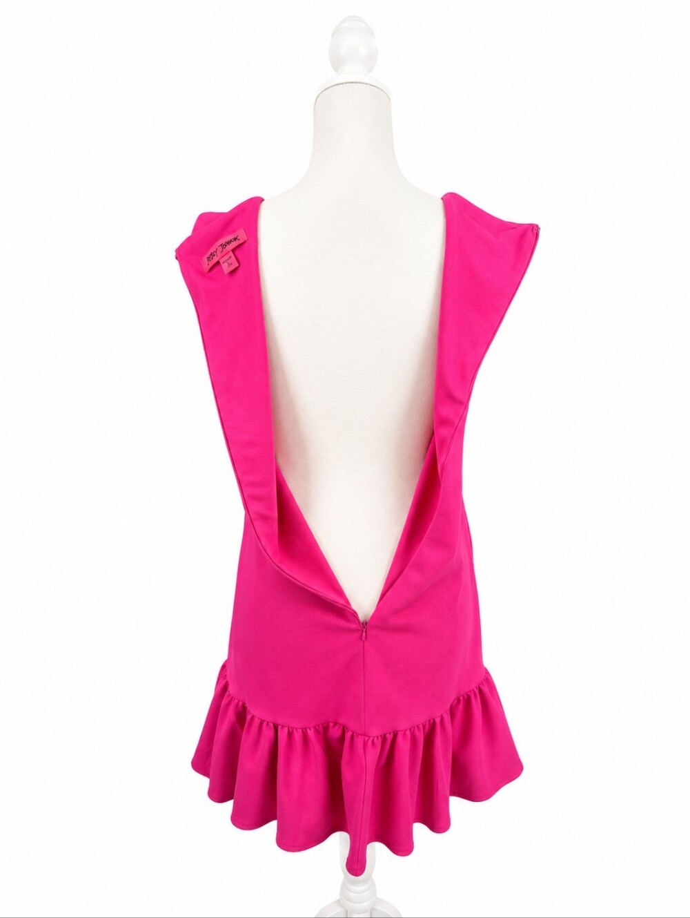 Betsey Johnson Hot Pink Sleeveless Shift Dress NWT Ruffle Hem Dopamine Dressing - Picture 6 of 7